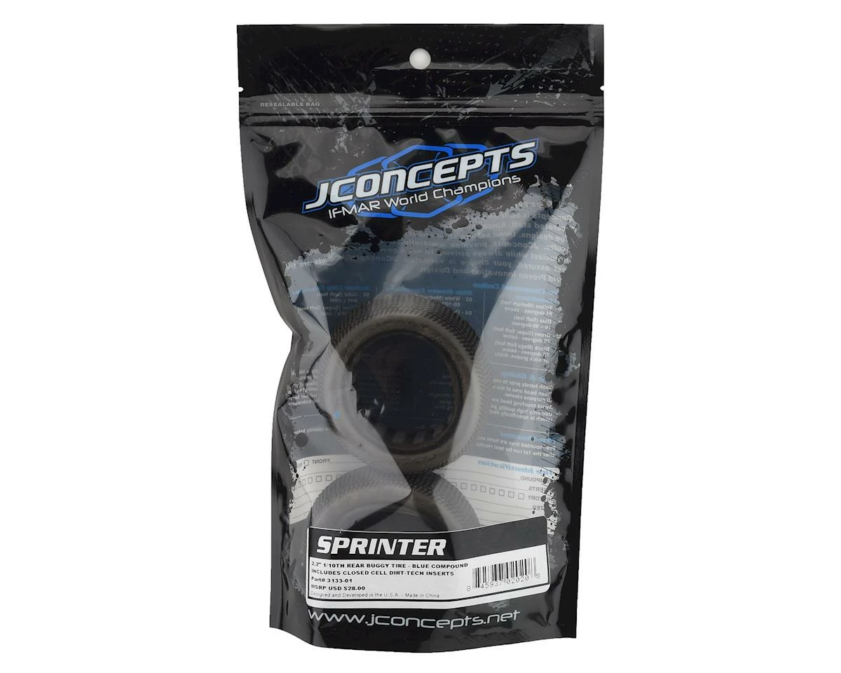 JCONCEPTS Sprinter 2.2" Rear Buggy Dirt Oval Tires (2) (Blue) - Image 2