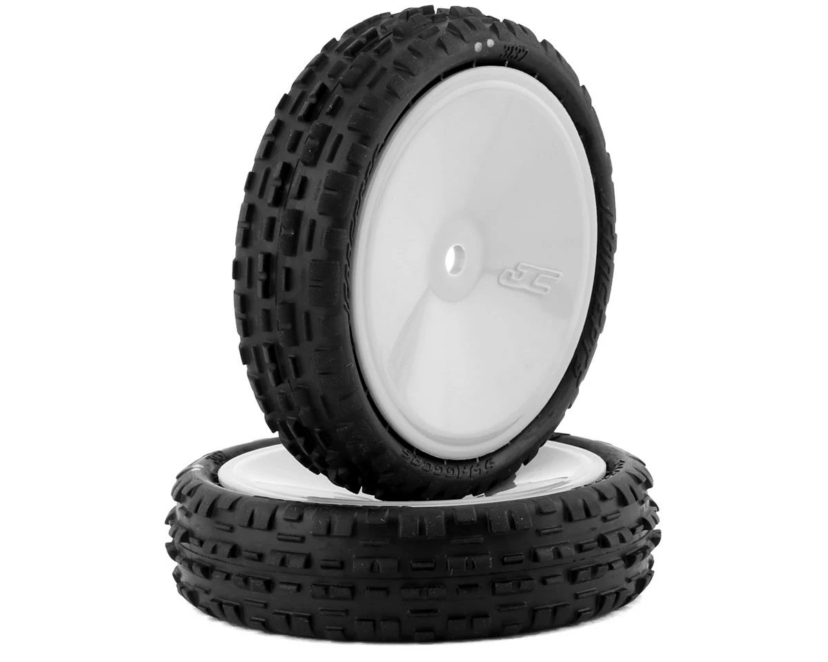 JCONCEPTS Swaggers 2.2" Pre-Mounted 2WD Front Buggy Carpet Tires (White) (2) (Pink) W/12mm Hex