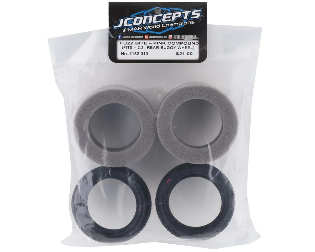 JCONCEPTS Fuzz Bite LP Carpet 2.2" Rear Buggy Tires (2) (Pink) - Image 2