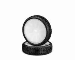 JCONCEPTS Fuzz Bite LP 2.2" Pre-Mounted 2WD Front Buggy Tires (White) (2) (Pink) (Carpet) W/12mm Hex