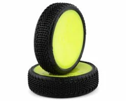 JCONCEPTS Fuzz Bite LP 2.2 Mounted 2WD Front Buggy Tire (Yellow) (2) (Pink) (Carpet) W/12mm Hex