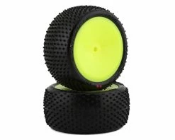 JCONCEPTS Nessi 2.2" Pre-Mounted Rear Buggy Carpet Tires (Yellow) (2) (Pink) W/12mm Hex