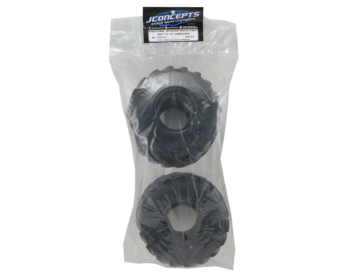JCONCEPTS 2.6" Firestorm Monster Truck Tires (2) (Blue) - Image 2