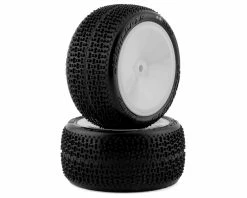 JCONCEPTS Twin Pins 2.2" Pre-Mounted Rear Buggy Carpet Tires (White) (2) (Pink) W/12mm Hex