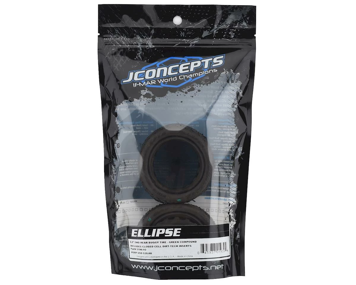 JCONCEPTS Ellipse 2.2" Rear 1/10 Buggy Tires (2) (Green) - Image 2