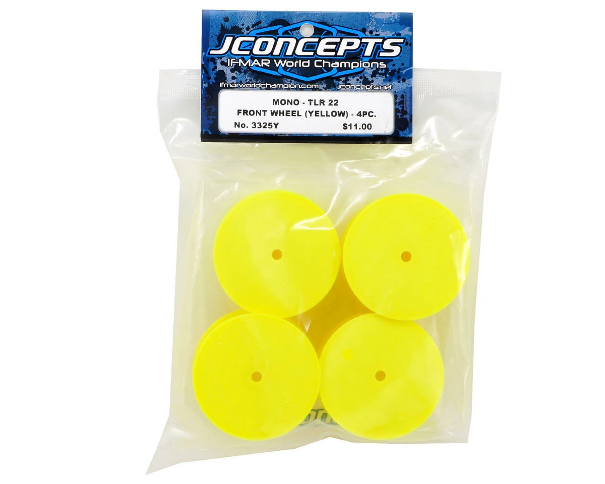 JCONCEPTS 12mm Hex Mono 2.2 Hex Front Wheels (4) (TLR 22 5.0) (Yellow) - Image 2