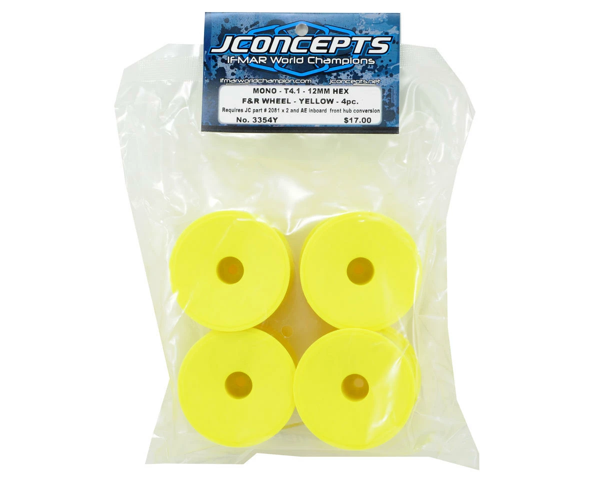 JCONCEPTS 12mm Hex Mono 1/10 Stadium Truck Wheel (4) (T4.1) (Yellow) - Image 2