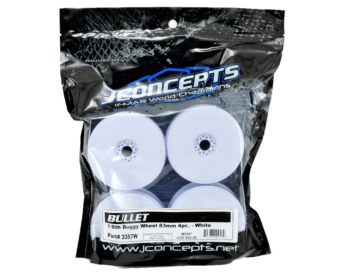 JCONCEPTS 83mm Bullet 1/8th Buggy Wheel (4) (White) - Image 2