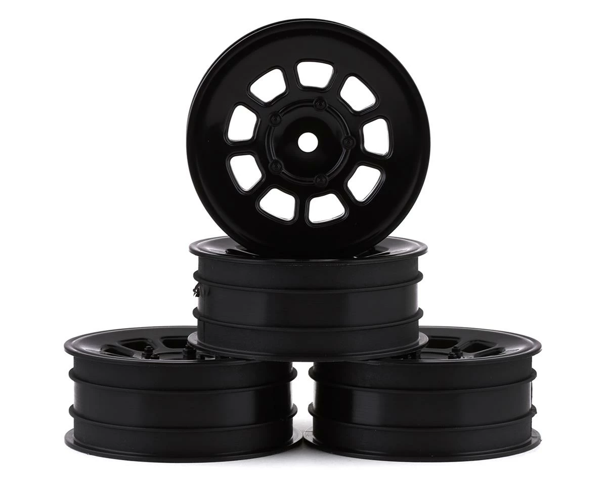 JCONCEPTS 9 Shot 2.2 Dirt Oval Front Wheels (Black) (4) (B6.1/XB2/RB7/YZ2) W/12mm Hex