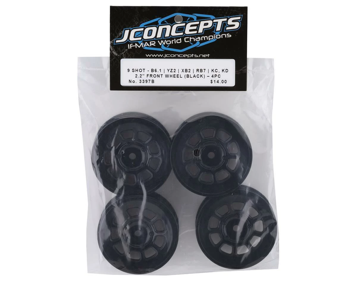 JCONCEPTS 9 Shot 2.2 Dirt Oval Front Wheels (Black) (4) (B6.1/XB2/RB7/YZ2) W/12mm Hex - Image 2