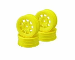 JCONCEPTS 9 Shot 2.2 Dirt Oval Front Wheels (Yellow) (4) (B6.1/XB2/RB7/YZ2) W/12mm Hex