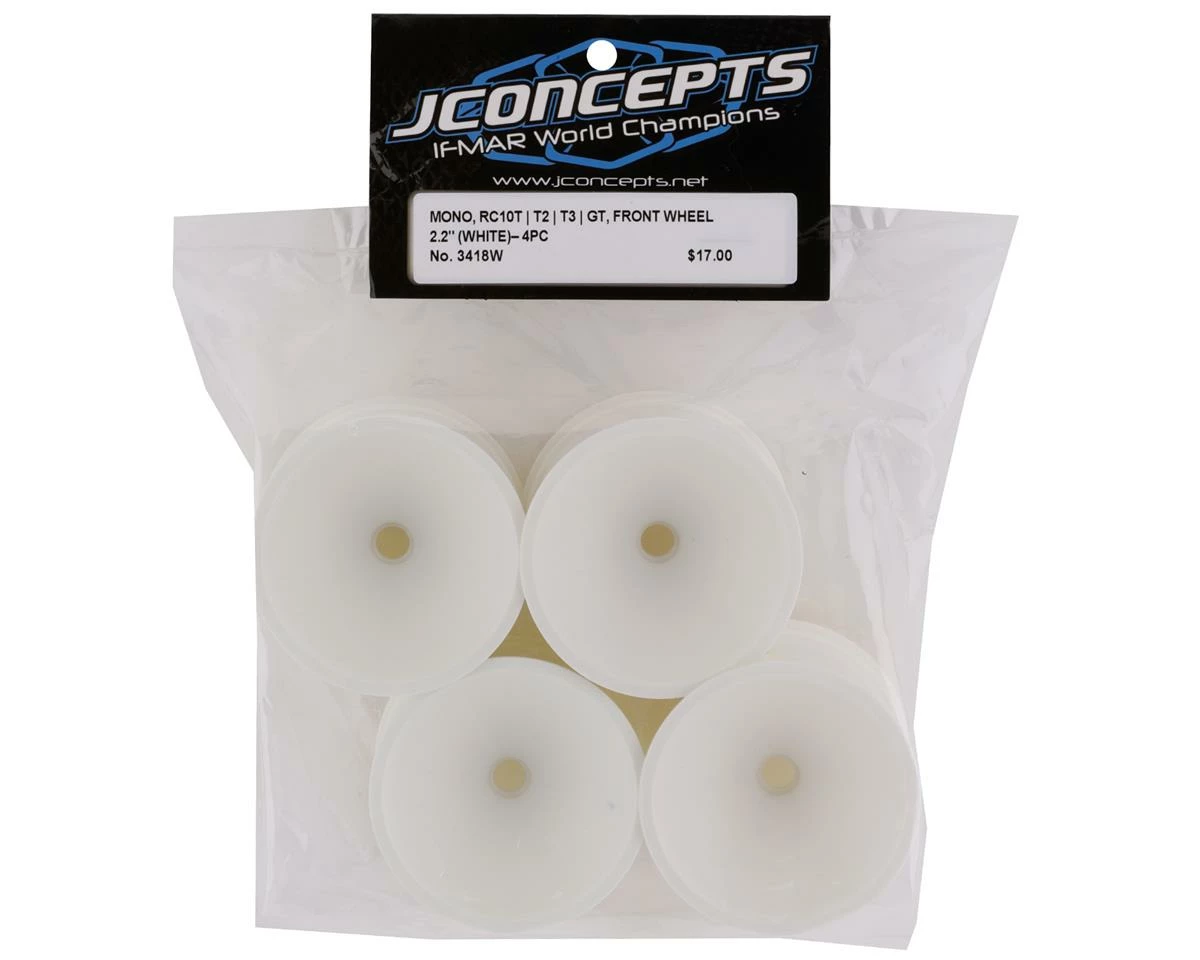 JCONCEPTS 2.2" Bearing Front Stadium Truck Wheels (White) (4) (RC10T/T2/T3/GT) - Image 3