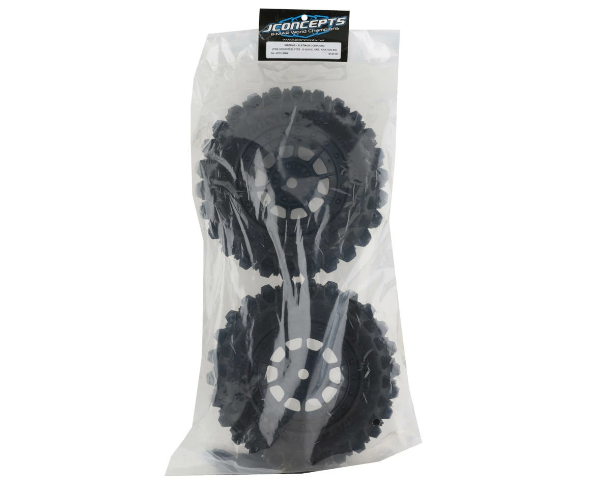 JCONCEPTS Magma Pre-Mounted Monster Truck Tires W/Hazard Wheel (Black) (2) (Platinum) - Image 4
