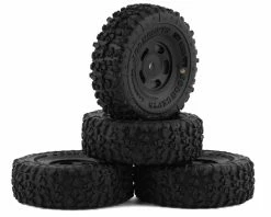 JCONCEPTS Landmines 1.0" Pre-Mounted Tires W/Glide 5 Wheels (Black) (4) (Gold) W/7mm Hex