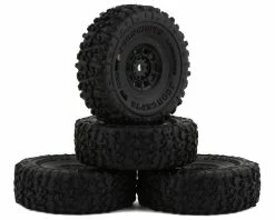 JCONCEPTS Landmines 1.0" Pre-Mounted Tires W/Hazard Wheel (Black) (4) (Gold) W/7mm Hex
