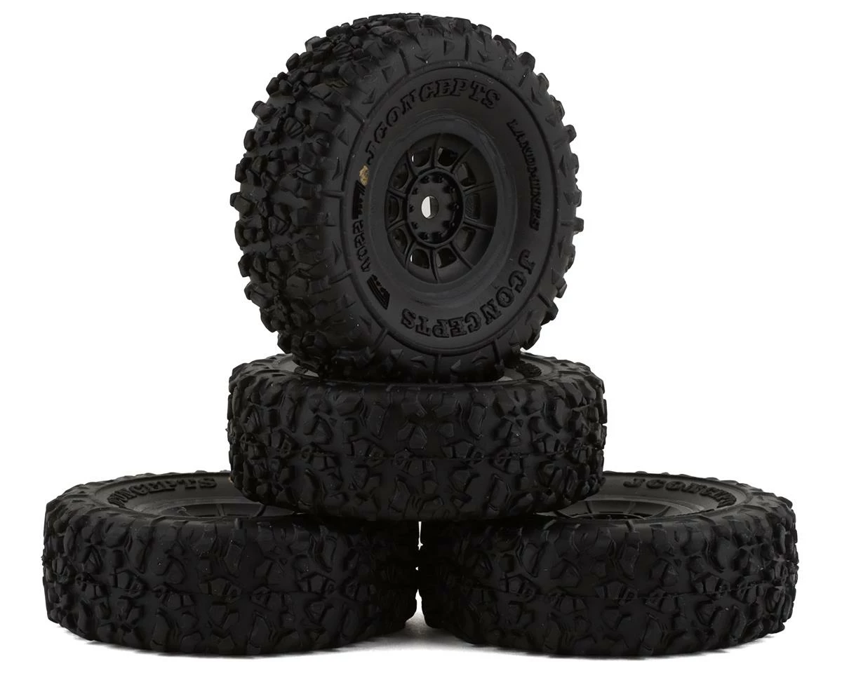 JCONCEPTS Landmines 1.0" Pre-Mounted Tires W/Hazard Wheel (Black) (4) (Gold) W/7mm Hex