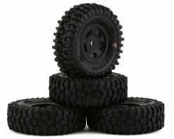 JCONCEPTS SCX24 1.0" Tusk Pre-Mounted Tires W/Glide 5 Wheels (4) (Black) (Gold) W/7mm Hex
