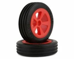 LOSI Mini JRX2 Pre-Mounted Front Rib Tire (Red) (2)