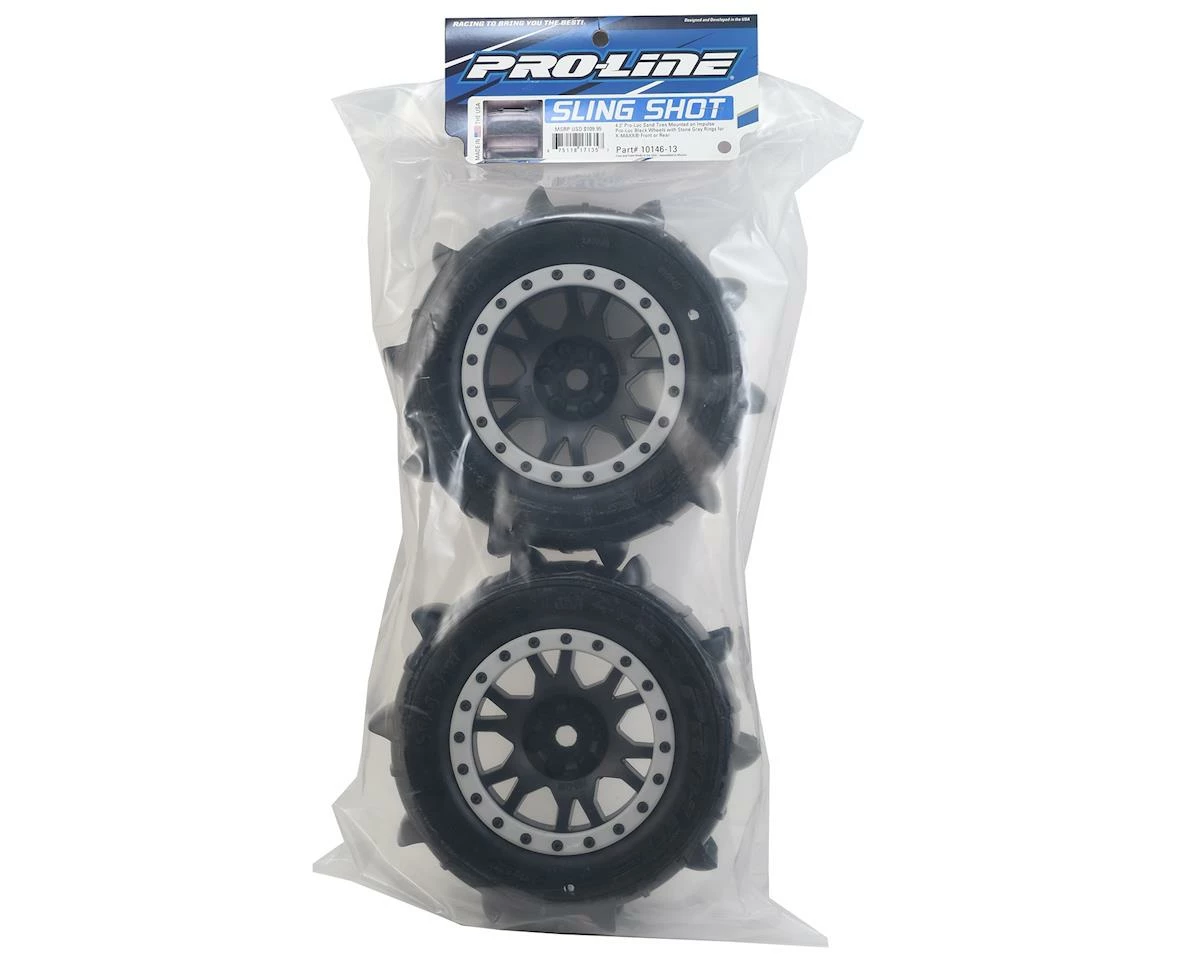 PRO-LINE X-Maxx Sling Shot Pre-Mounted Sand Tires W/Impulse Pro-Loc Wheels (MX43) (Black) (2) - Image 3