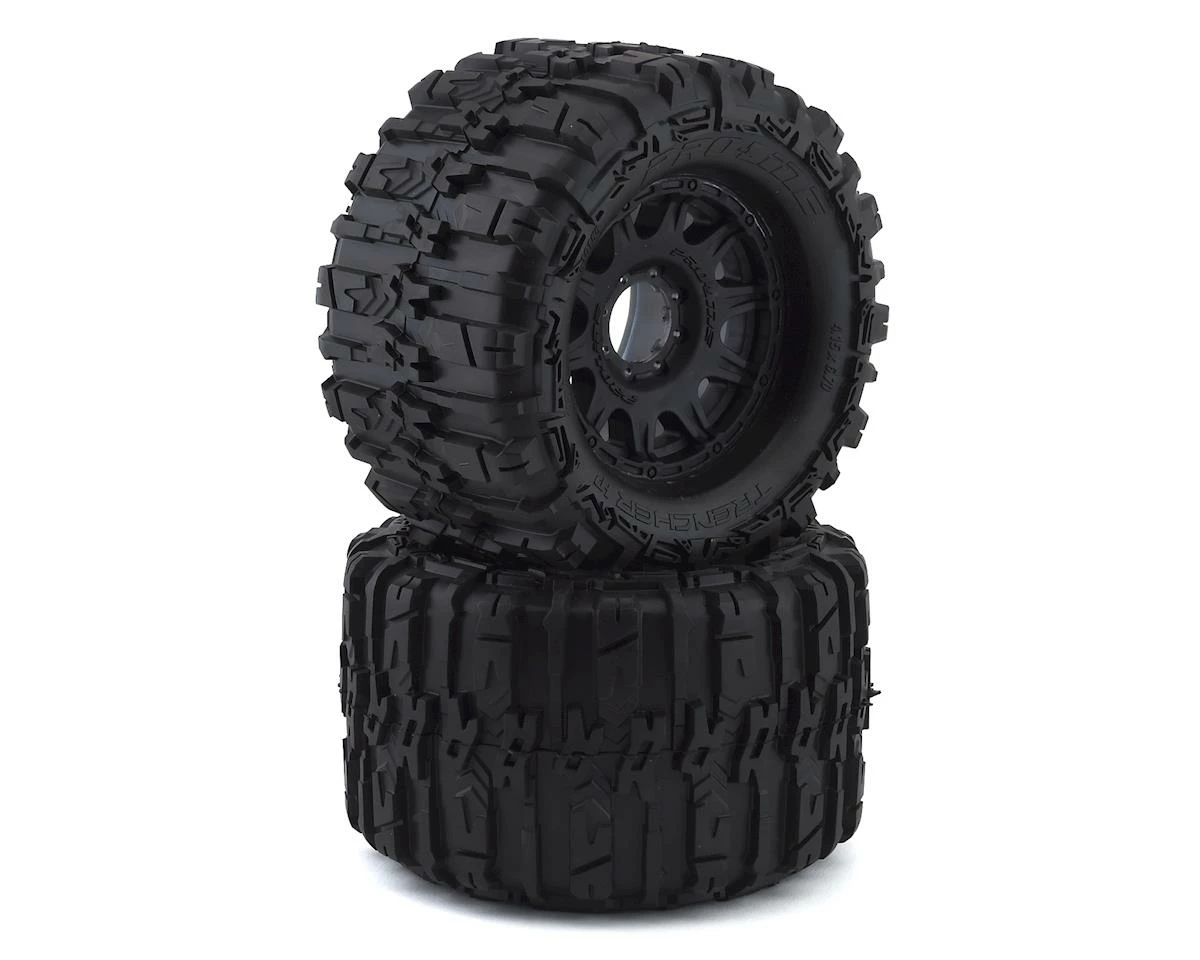PRO-LINE Trencher HP Belted 3.8" Pre-Mounted Truck Tires (2) (Black) (M2) W/Raid Wheels