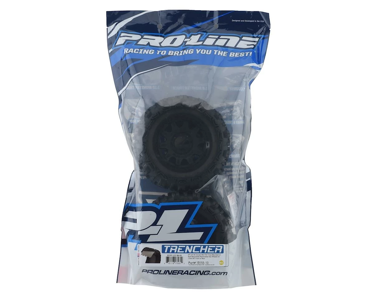 PRO-LINE Trencher HP Belted 3.8" Pre-Mounted Truck Tires (2) (Black) (M2) W/Raid Wheels - Image 3