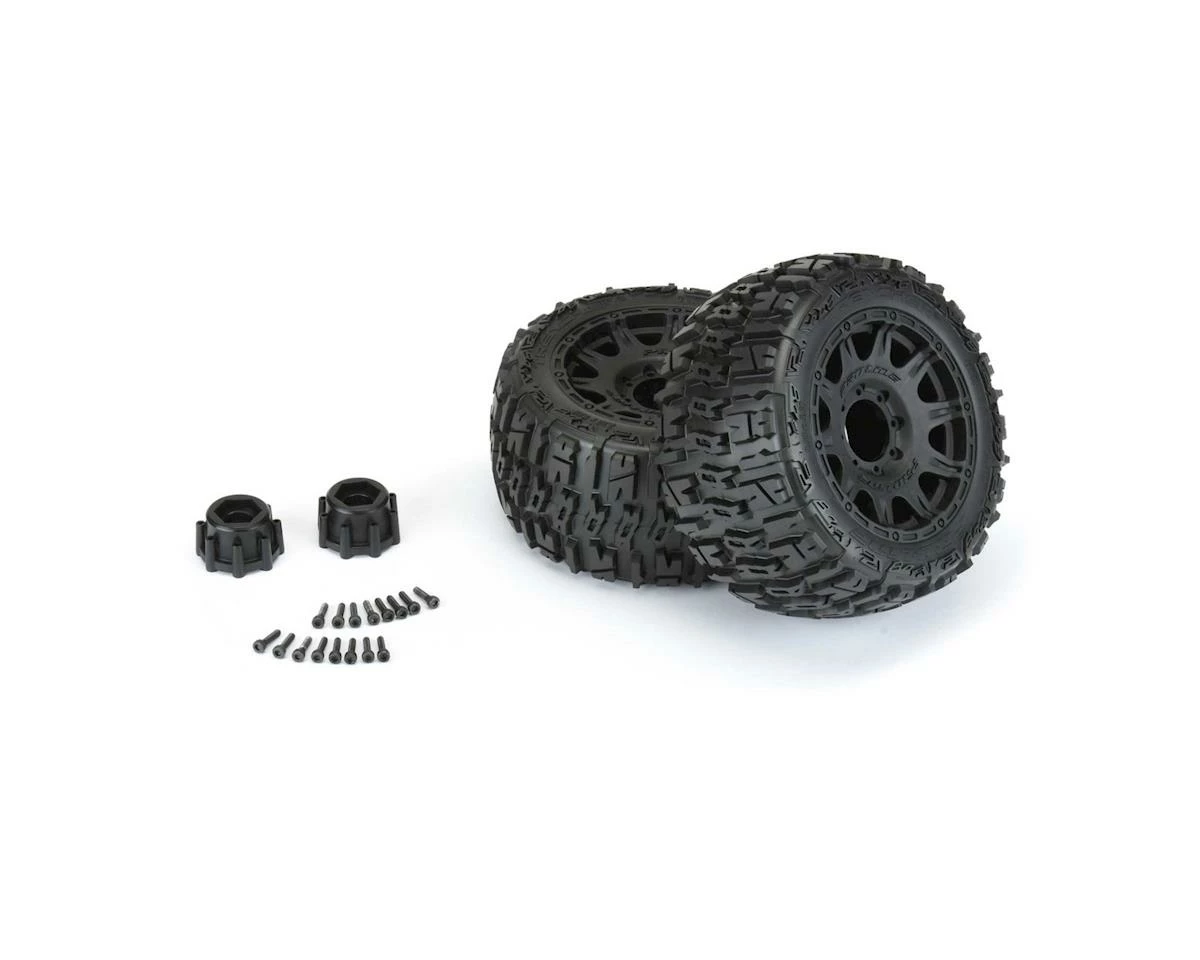 PRO-LINE Trencher LP 3.8" Pre-Mounted Truck Tires (2) (Black) (M2) W/Raid 8x32 Removable Hex Wheels - Image 2