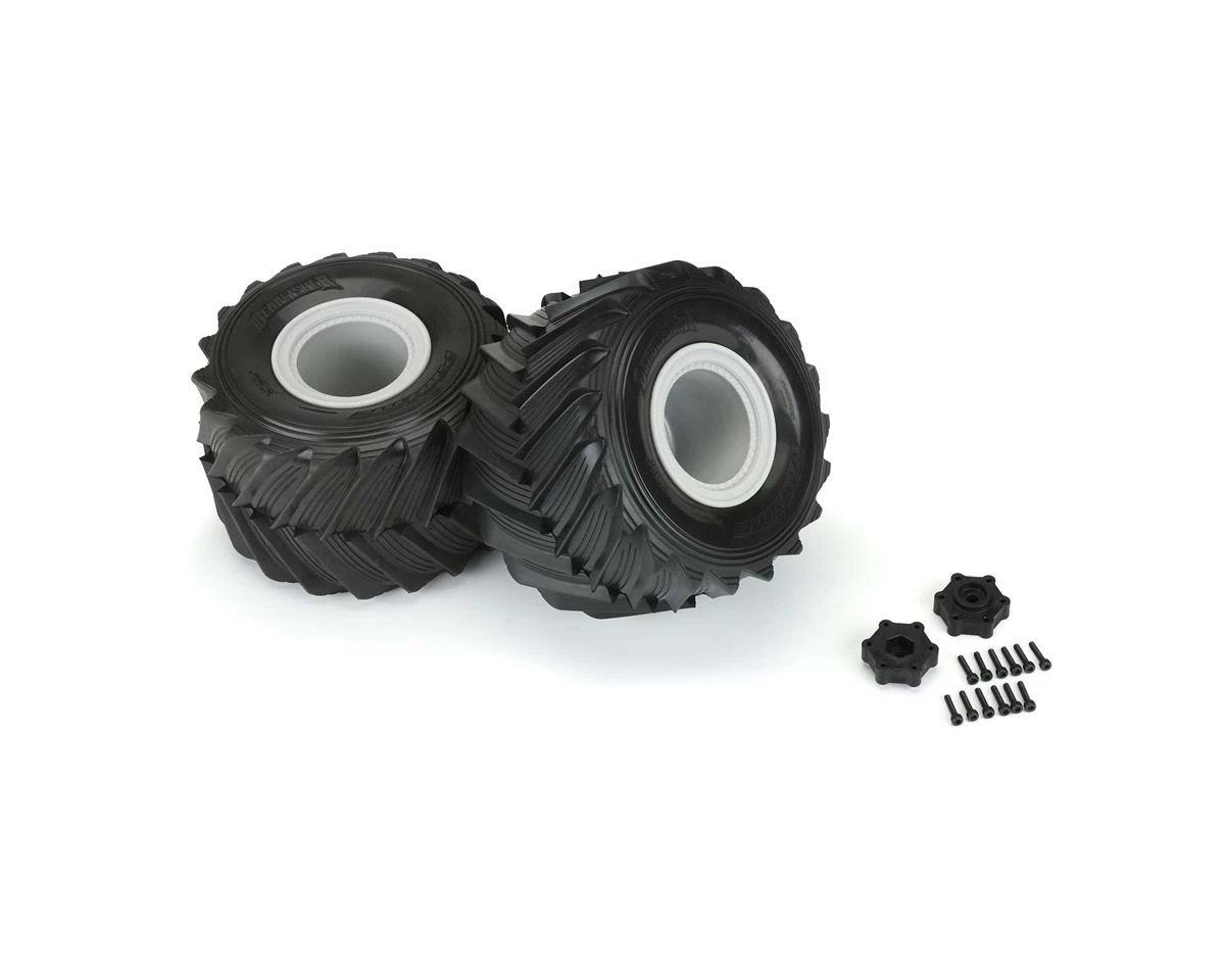 PRO-LINE Demolisher 2.6/3.5" Pre-Mounted Monster Truck Tires (Grey) (2) W/12mm Removable Hex - Image 4