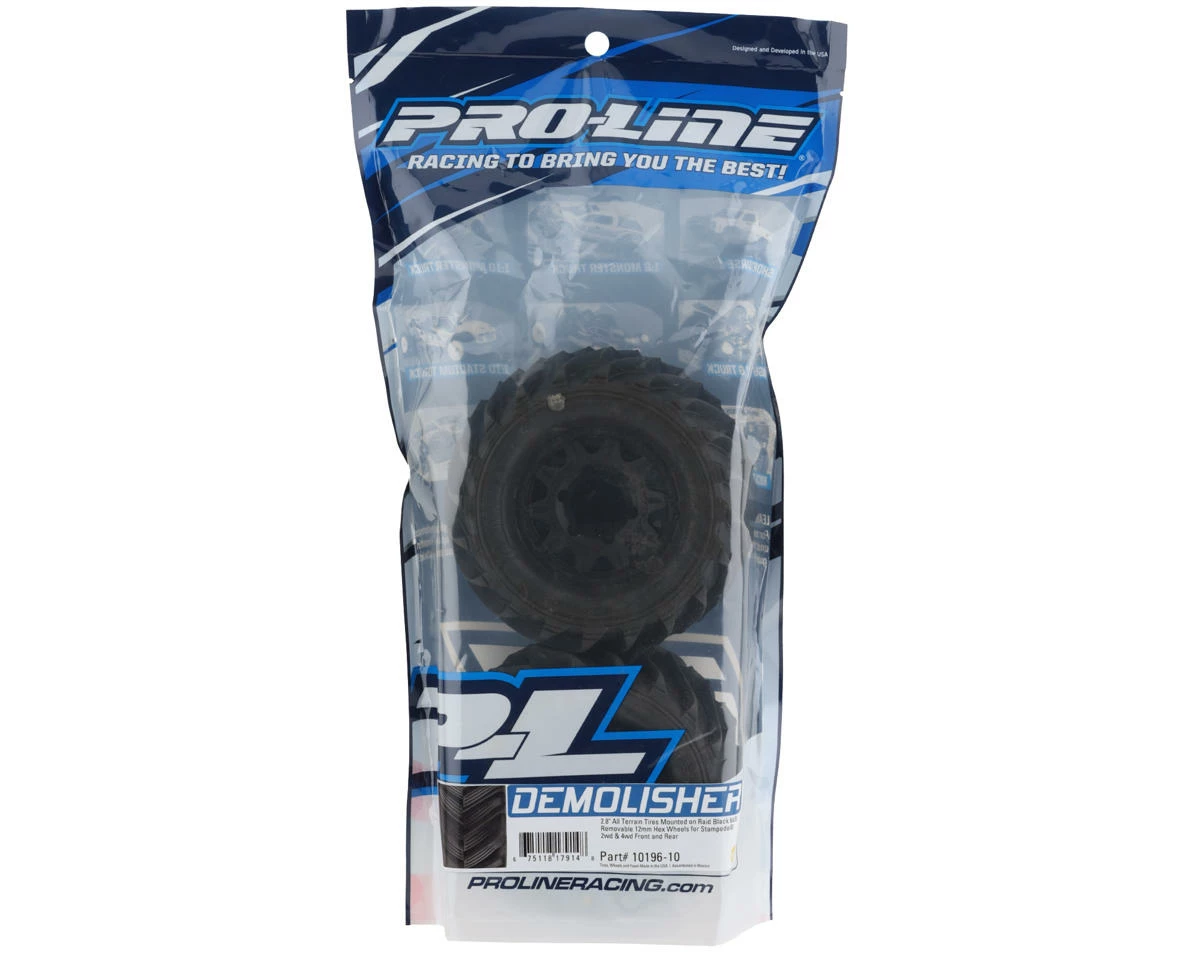 PRO-LINE Demolisher 2.8" Pre-Mounted Tires W/Raid 6x30 Wheels (2) (Black) W/Removable Hex - Image 4