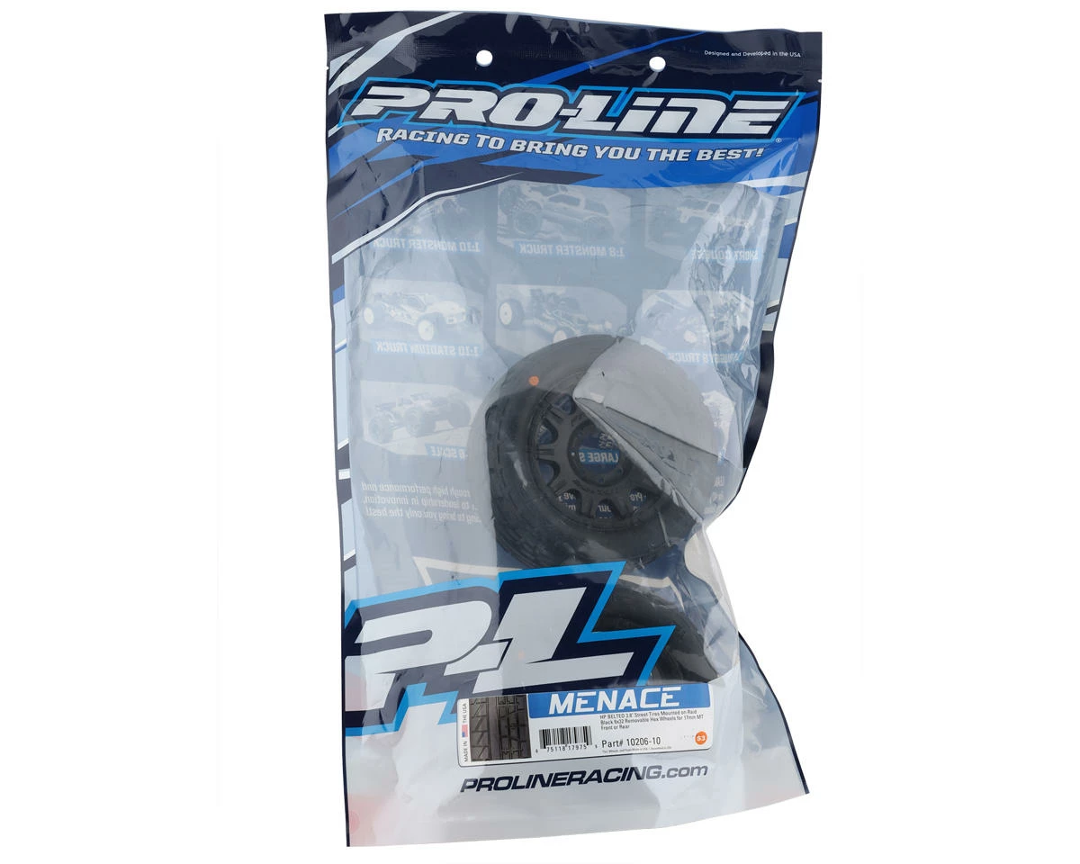 PRO-LINE 1/8 Menace HP Belted 3.8" Pre-Mounted Truck Tires (2) (Black) (S3) W/Raid Wheels - Image 4