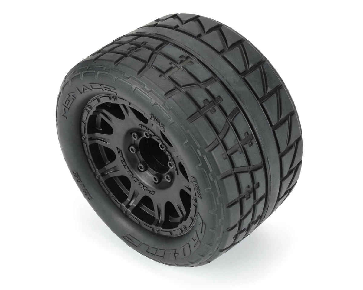 PRO-LINE 1/8 Menace HP Belted 3.8" Pre-Mounted Truck Tires (2) (Black) (S3) W/Raid Wheels - Image 5