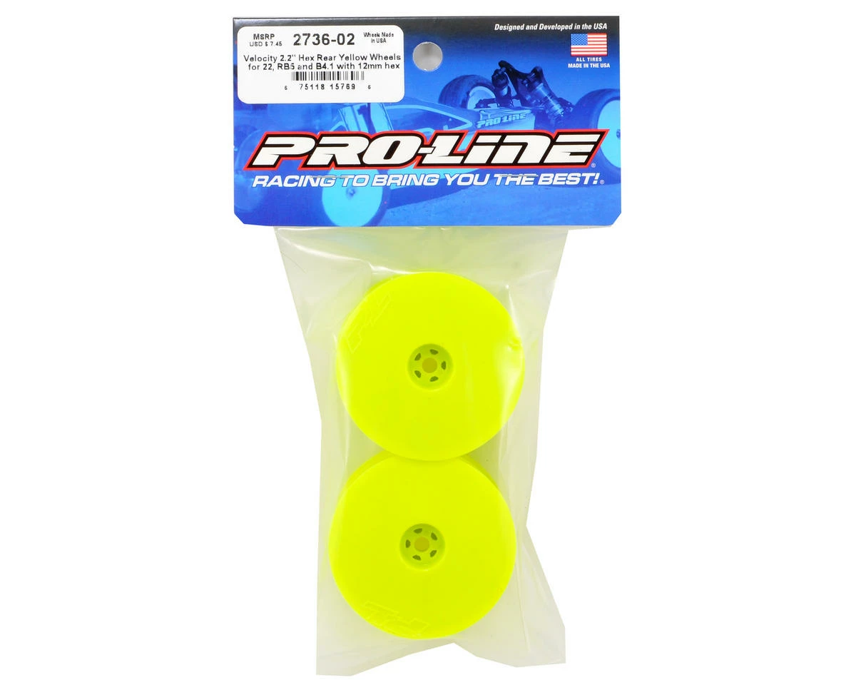 PRO-LINE Velocity 2.2" Rear Wheels (2) (B6/22/RB6/ZX6) (Yellow) W/12mm Hex - Image 2