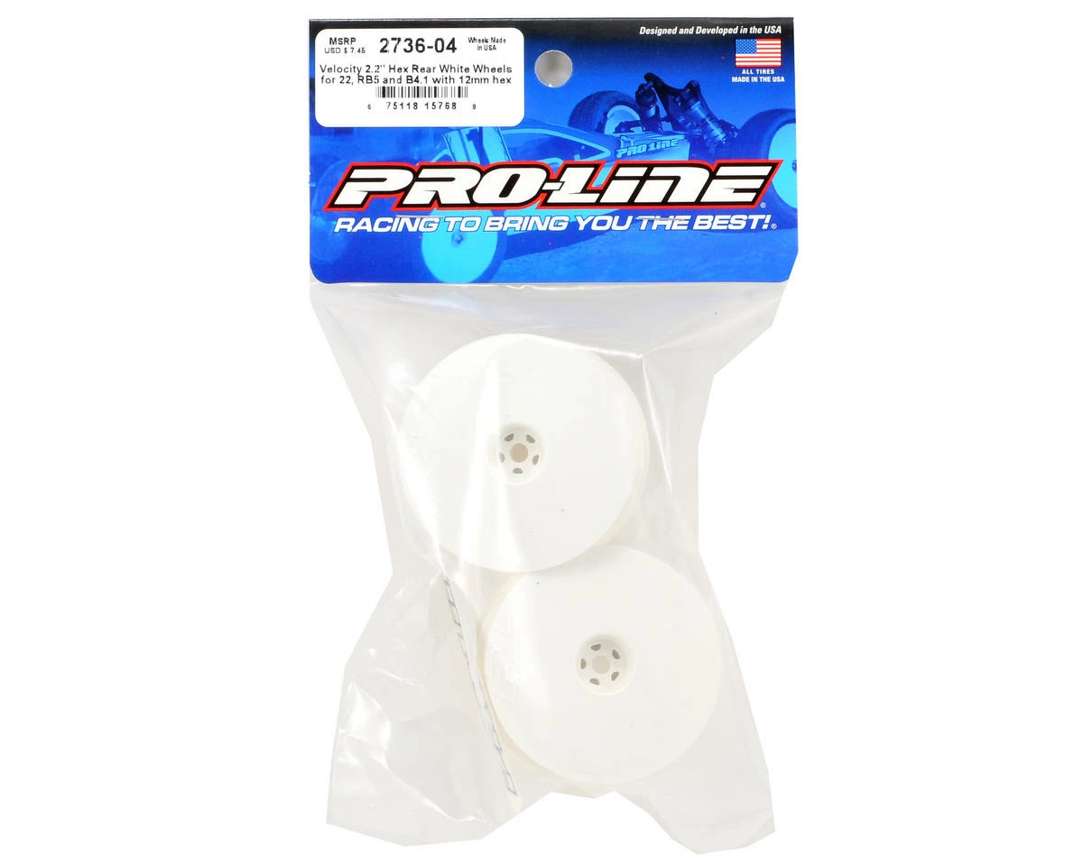 PRO-LINE Velocity 2.2" Rear Wheels (2) (B6/22/RB6/ZX6) (White) W/12mm Hex - Image 2
