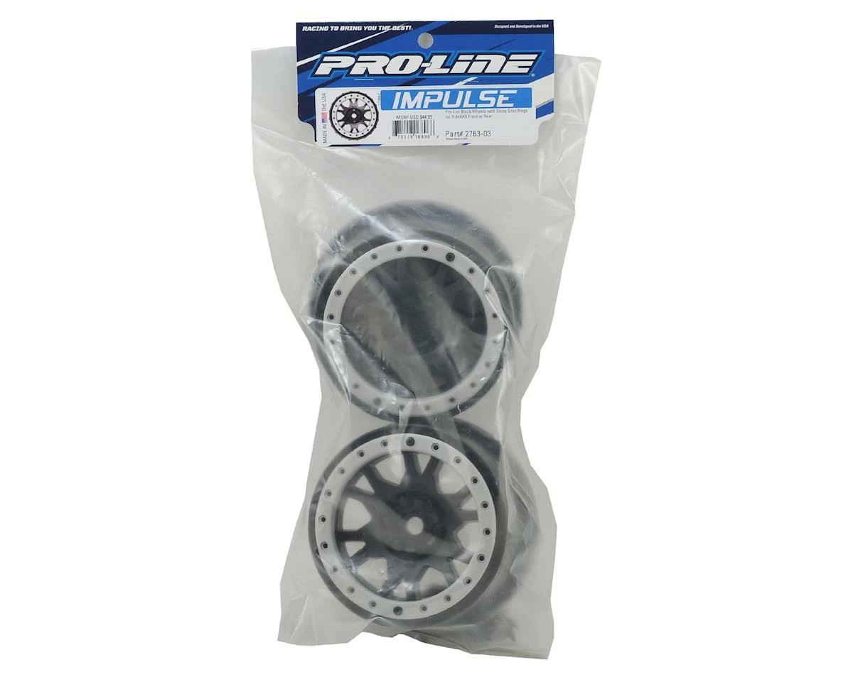 PRO-LINE X-MAXX Impulse Pro-Loc Wheels (Black W/Stone Gray Rings) (2) - Image 4