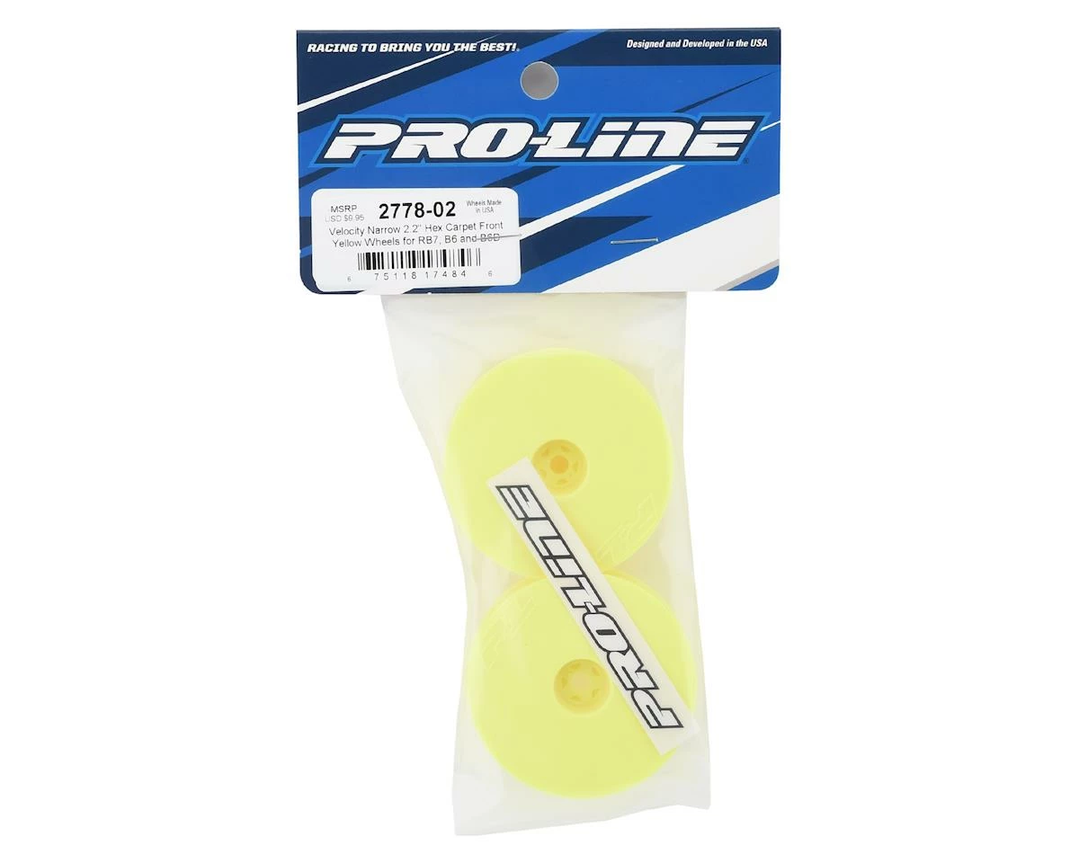 PRO-LINE Velocity "Narrow" 2.2" Front Wheels (2) (B6/RB6) (Yellow) W/12mm Hex - Image 3