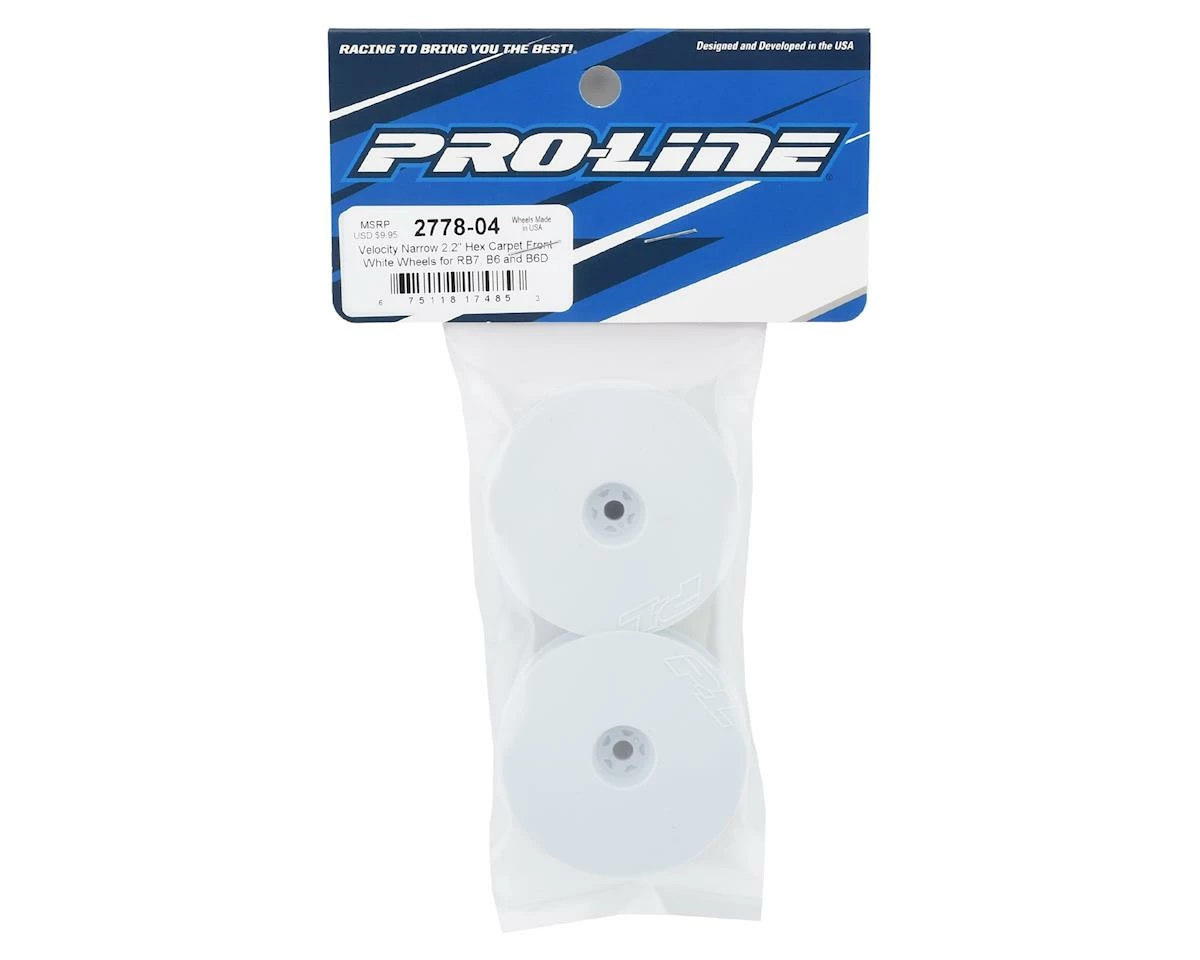 PRO-LINE Velocity "Narrow" 2.2" Front Wheels (2) (B6/RB6) (White) W/12mm Hex - Image 3