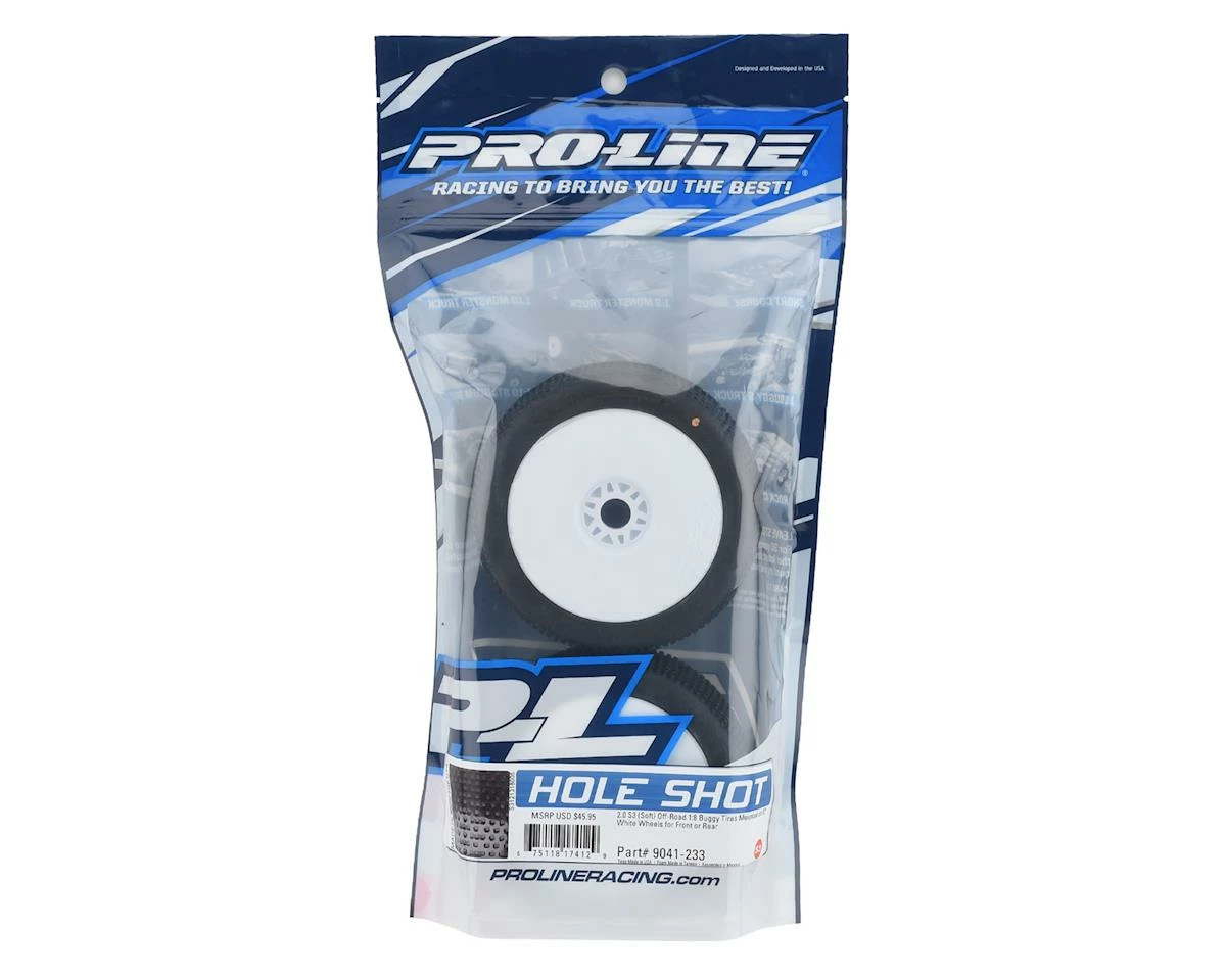 PRO-LINE Hole Shot 2.0 Pre-Mounted 1/8 Buggy Tires (2) (White) (S3) W/Lightweight Wheel & 17mm Hex - Image 3