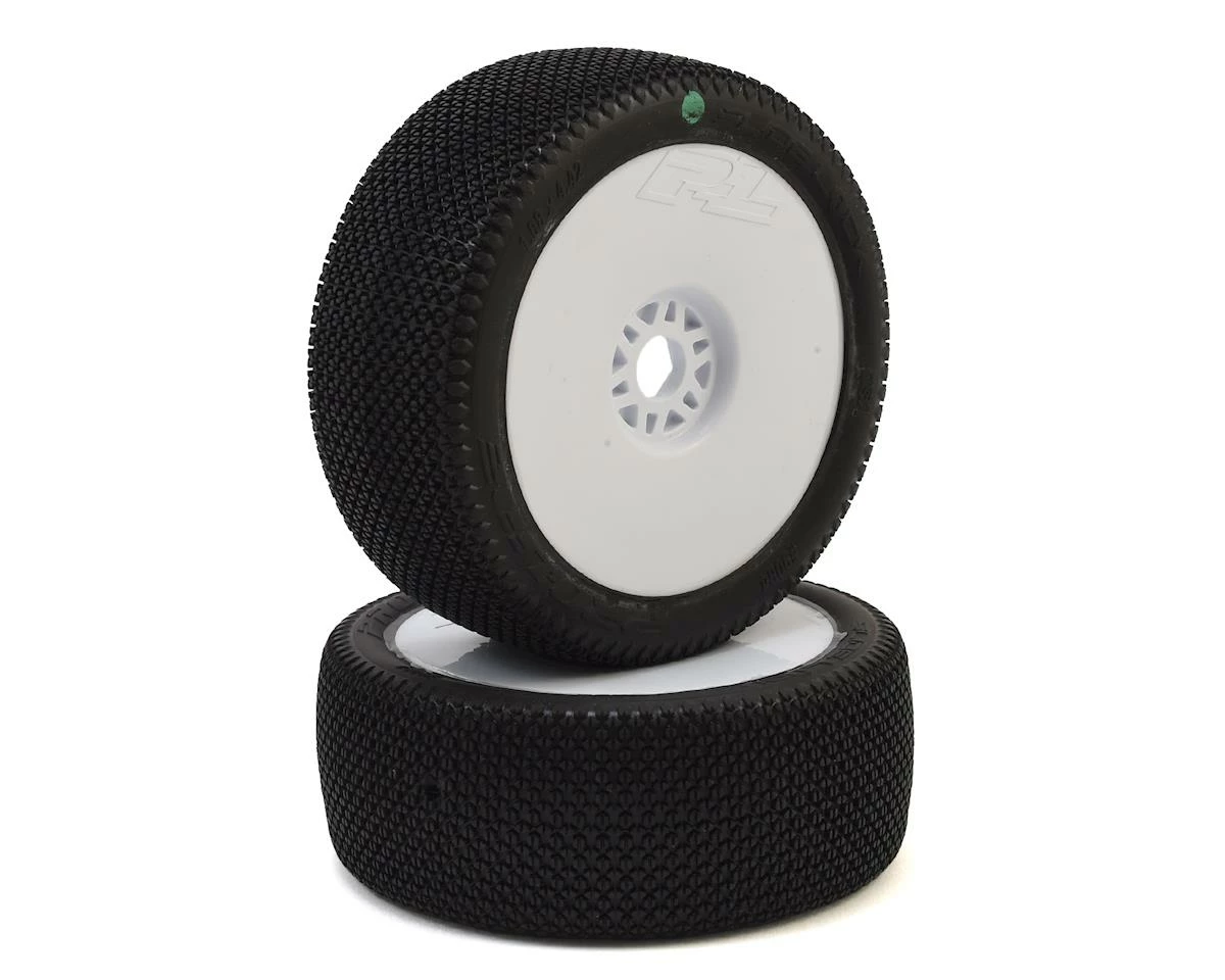 PRO-LINE Slide Lock Pre-Mounted 1/8 Buggy Tires (White) (2) (M3) W/Velocity V2 Wheel