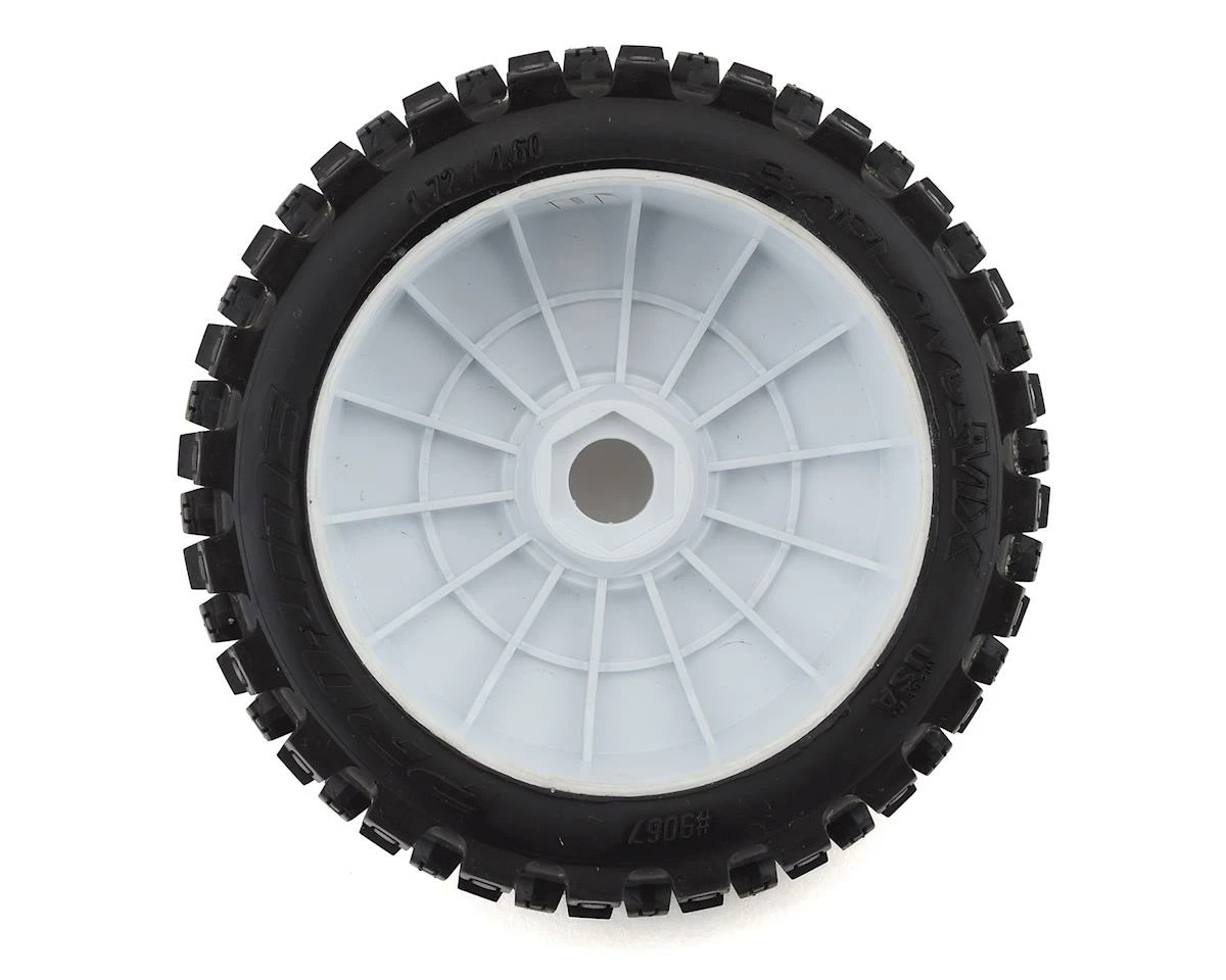 PRO-LINE Badlands MX Pre-Mounted 1/8 Buggy Tires (White) (2) (M2) W/Velocity V2 Wheel - Image 2