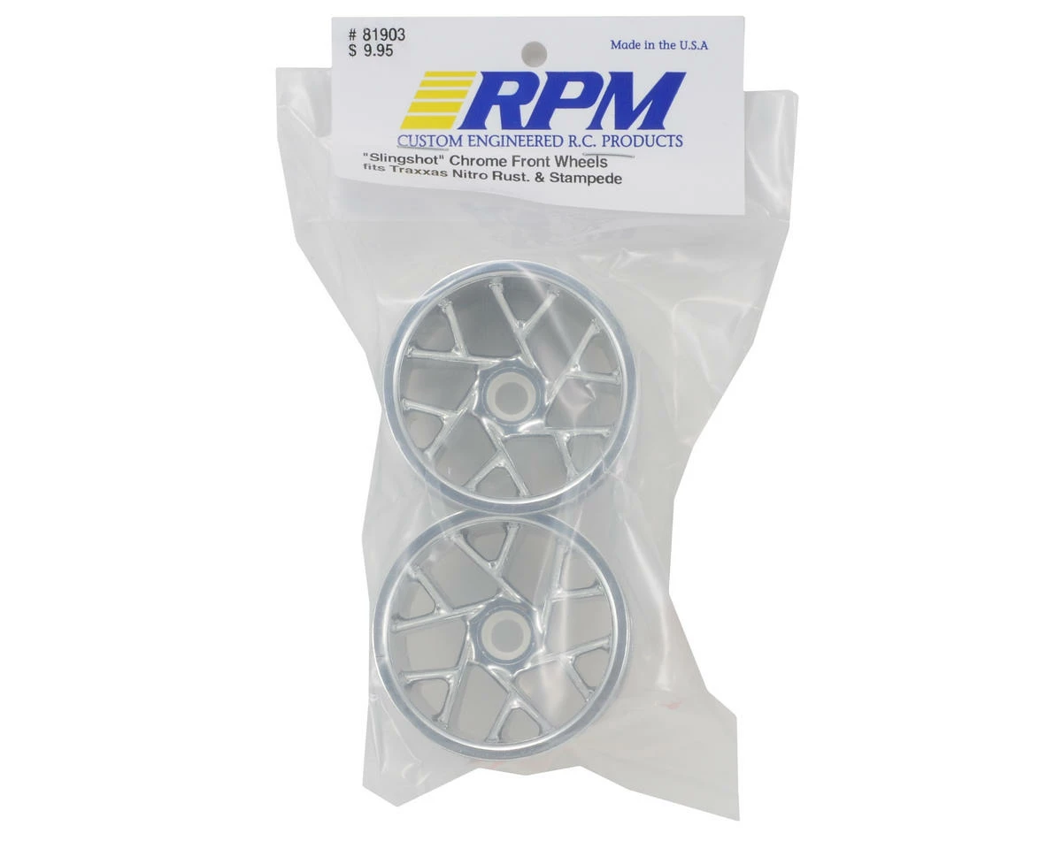 RPM "Slingshot 12 Spoke" Traxxas Nitro Front Wheels (2) (Chrome) (Pins) - Image 2