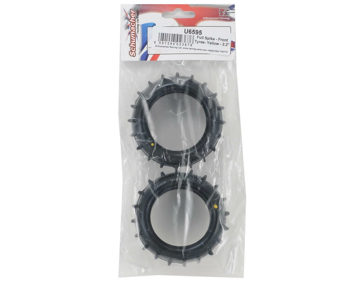 Schumacher "Full Spike" 2.2" 1/10 4WD Buggy Front Tires (2) (Yellow) - Image 2