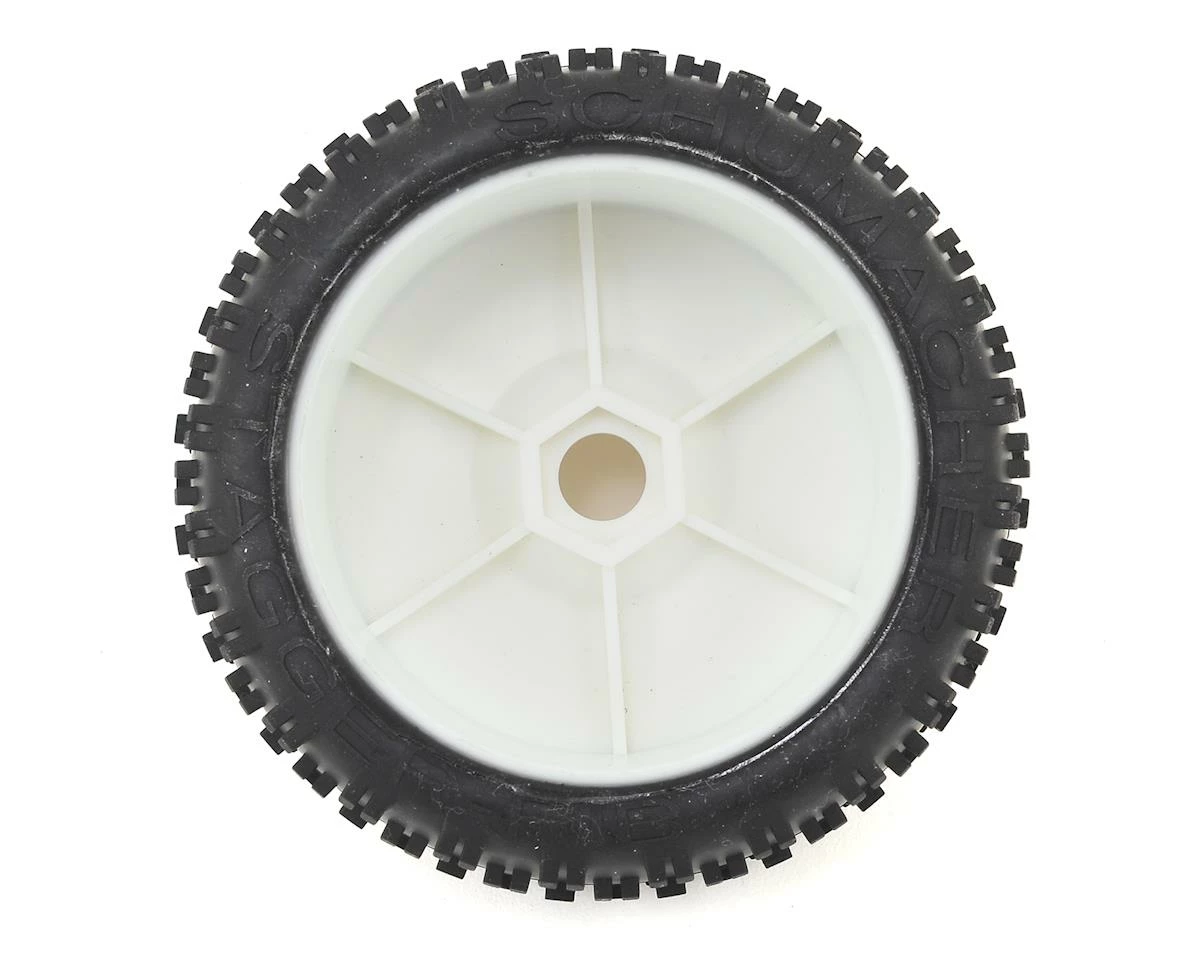 Schumacher Pre-Glued Stagger Rib 1/8 Buggy Tires (2) (Yellow) - Image 2