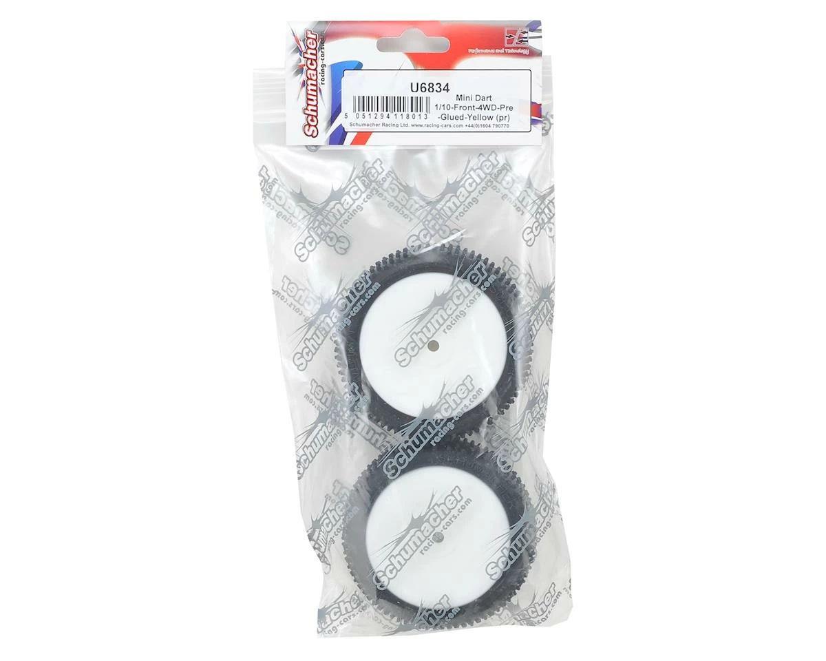 Schumacher "Mini Dart" 2.2" 4WD Front Pre-Mounted Turf Tires (2) (Yellow) W/12mm Hex - Image 3