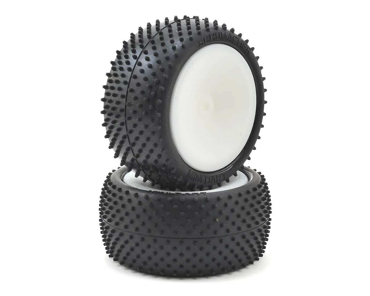 Schumacher "Mini Dart" 2.2" Rear Buggy Pre-Mounted Turf Tires (2) (Yellow) W/12mm Hex