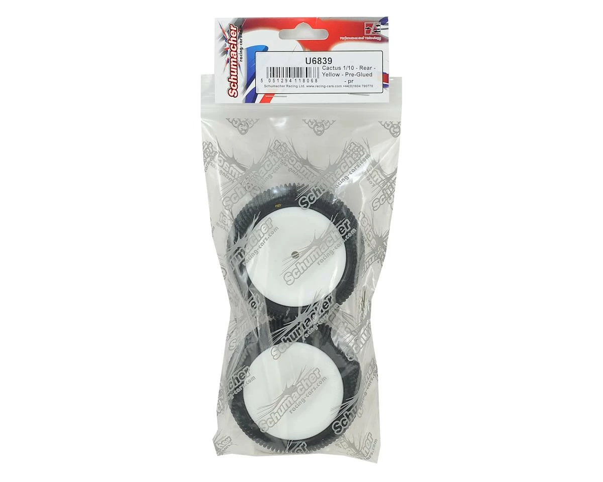 Schumacher Cactus 2.2" Rear 1/10 Buggy Pre-Mounted Carpet Tire (2) (Yellow) - Image 3