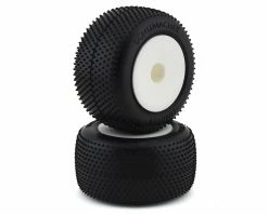 Schumacher "Mini Pin" Pre-Mounted 1/10 Truck Carpet Tires (White) (2) (Silver)