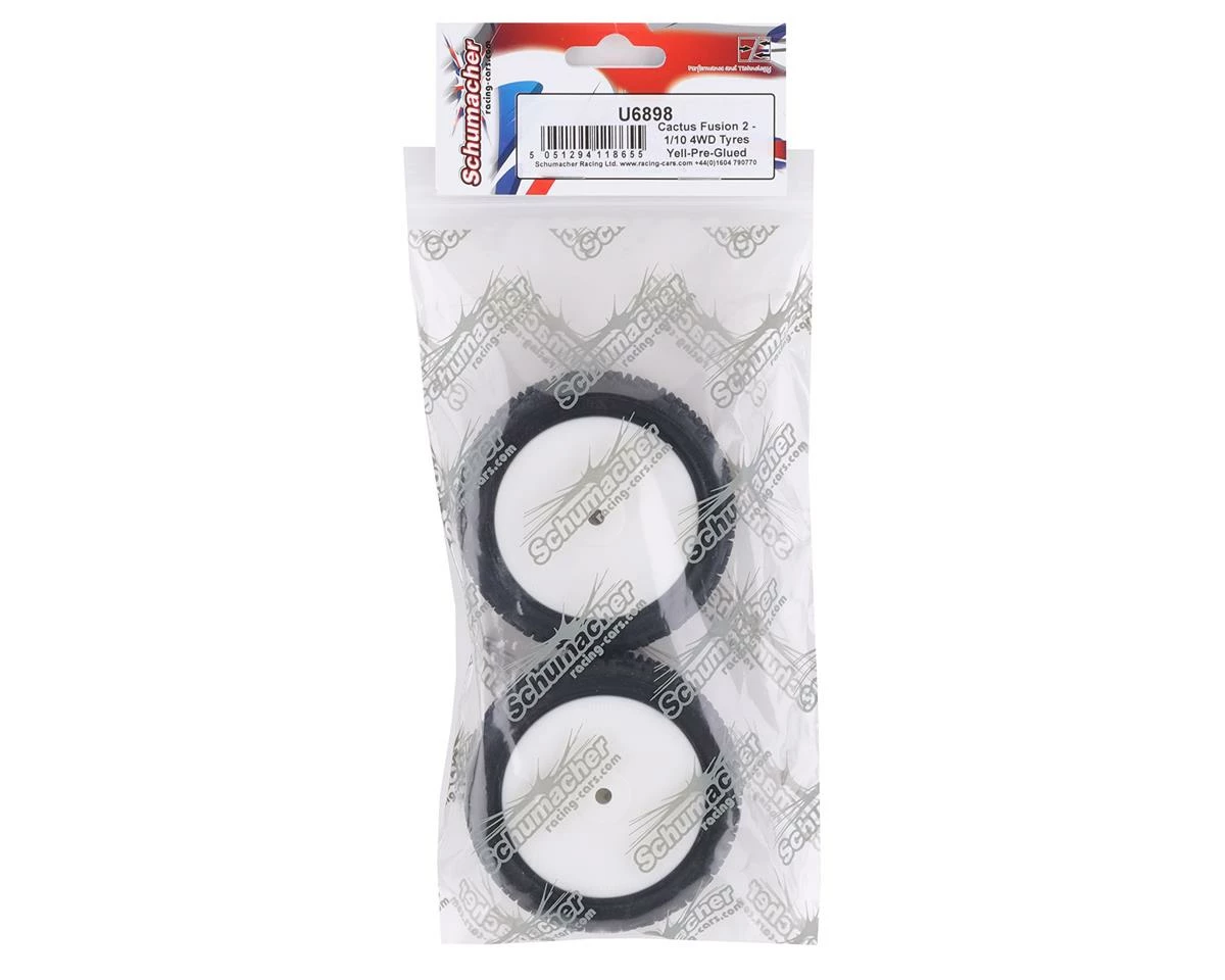 Schumacher Cactus Fusion 2 Front 2.2" 1/10 4wd Buggy Pre-Mounted Turf Tire (2) (Yellow) - Image 3