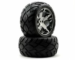 Traxxas Anaconda Rear Tires W/All-Star Wheels (2) (Black Chrome) (Standard)