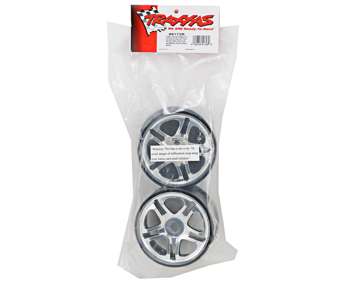 Traxxas 3.8 Split Spoke Wheels (2) (Revo 3.3) (Chrome) - Image 2