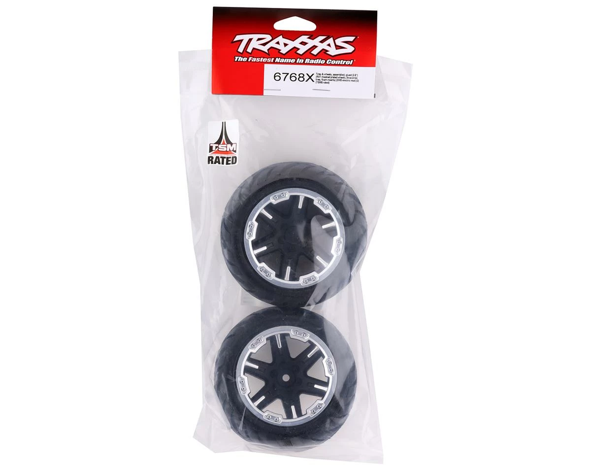 Traxxas Anaconda 2.8" Pre-Mounted Tires W/RTX Electric Rear Wheels (2) (Black Chrome) - Image 3
