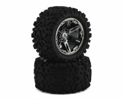 Traxxas Rustler Talon EXT 2.8" Pre-Mounted Tires W/RXT Wheels (2) (Black Chrome) (2wd Electric Rear)
